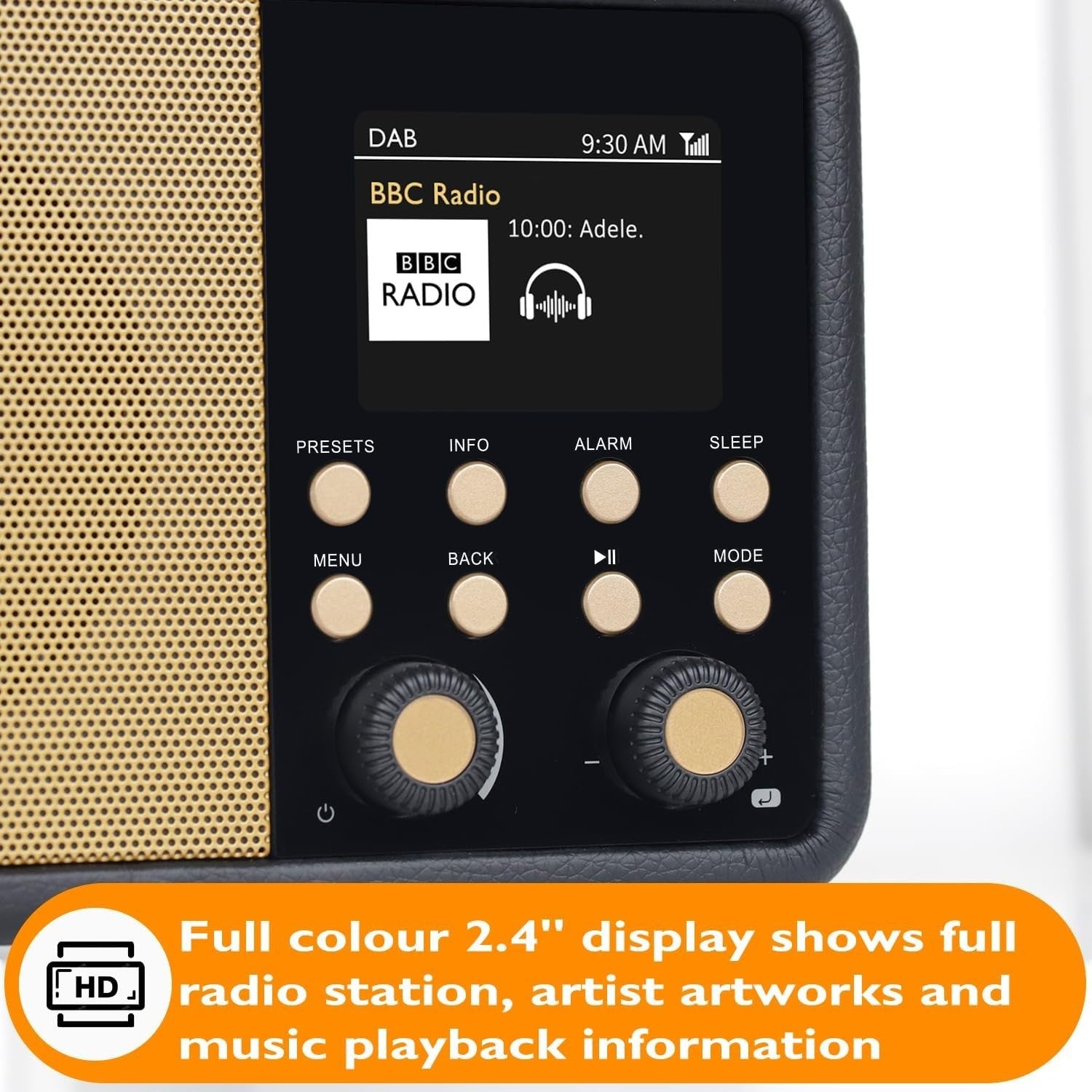 Retro DAB+ Digital Radio Bluetooth Alarm Clock Black 60 Presets