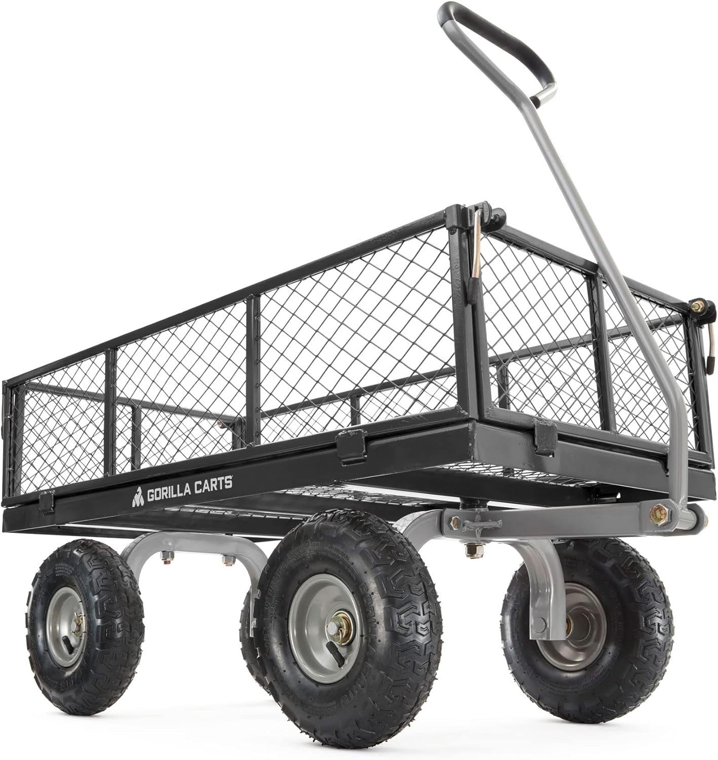 Heavy Duty 350kg Garden Utility Wagon with Removable Sides & 10" Tires Black