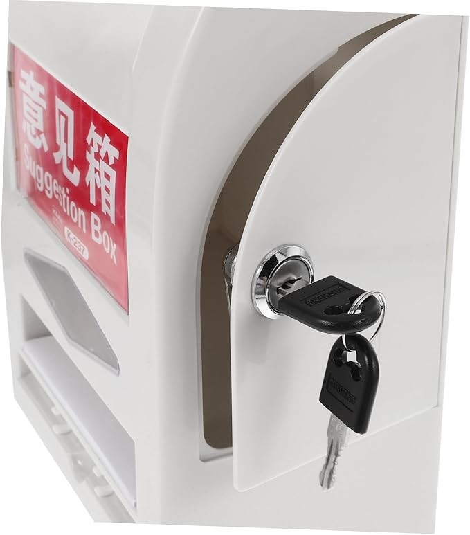 Lockable Wall Mount Mailbox White ABS Secure Suggestion Box for Home Office Use
