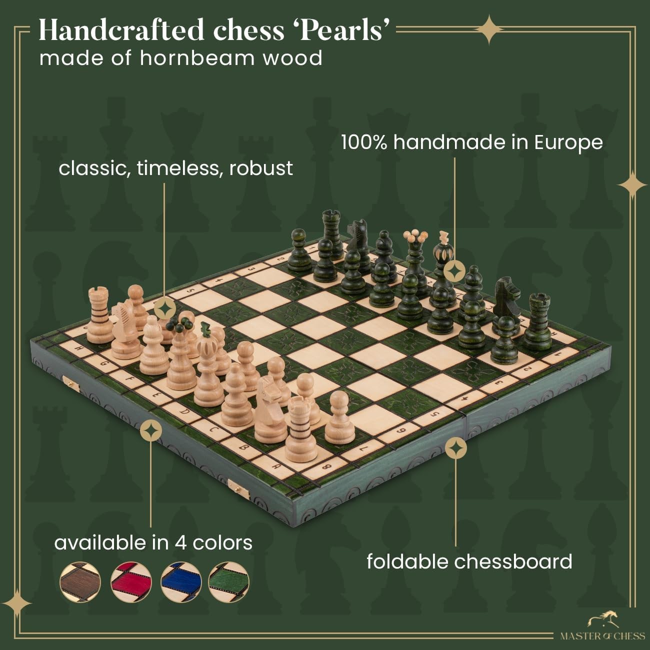 Luxury 42cm Wooden Chess Set XL | Handcrafted Board & Carved Pieces | Premium Gi