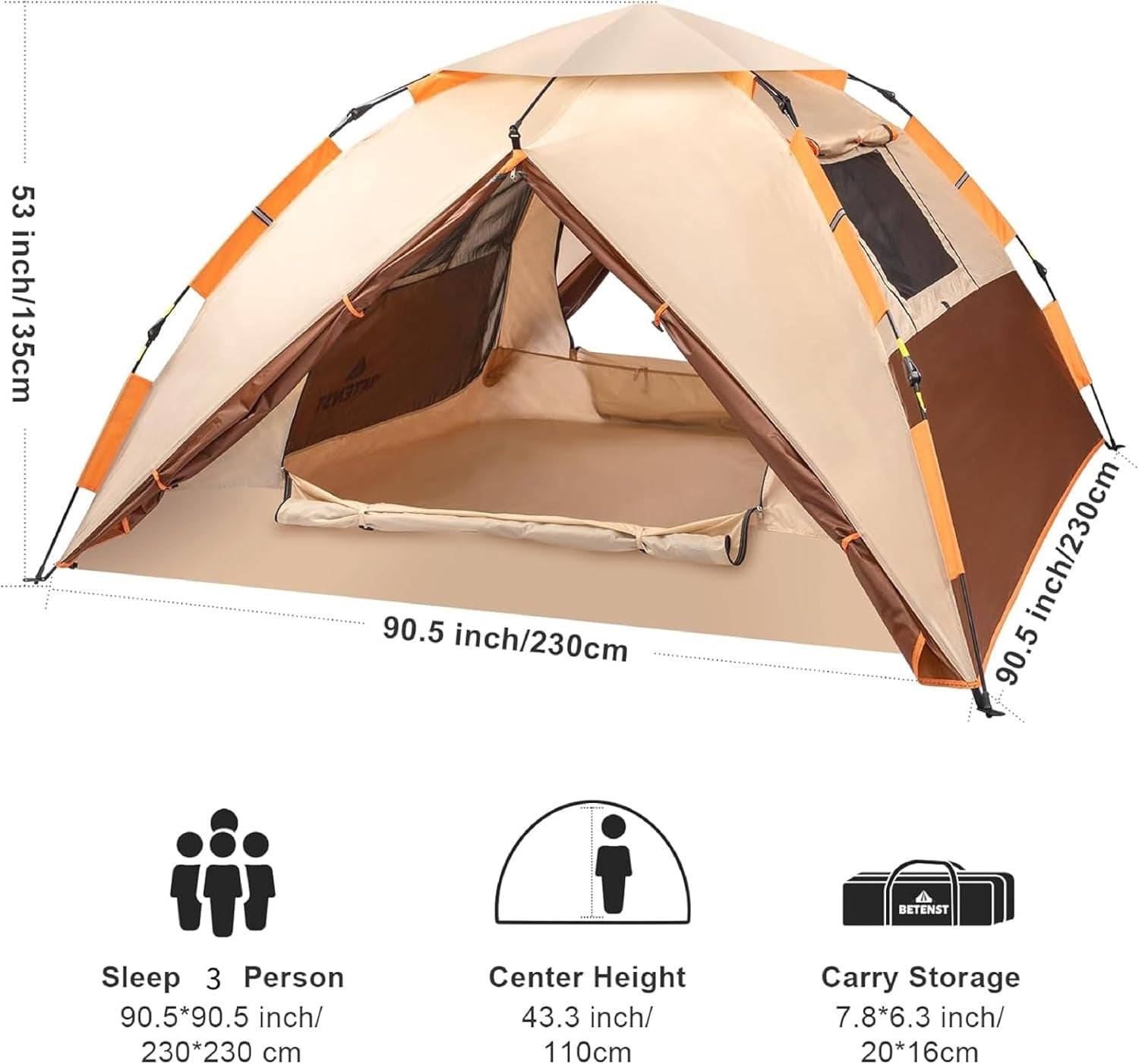 3 Person Pop Up Camping Tent Waterproof Double Layer