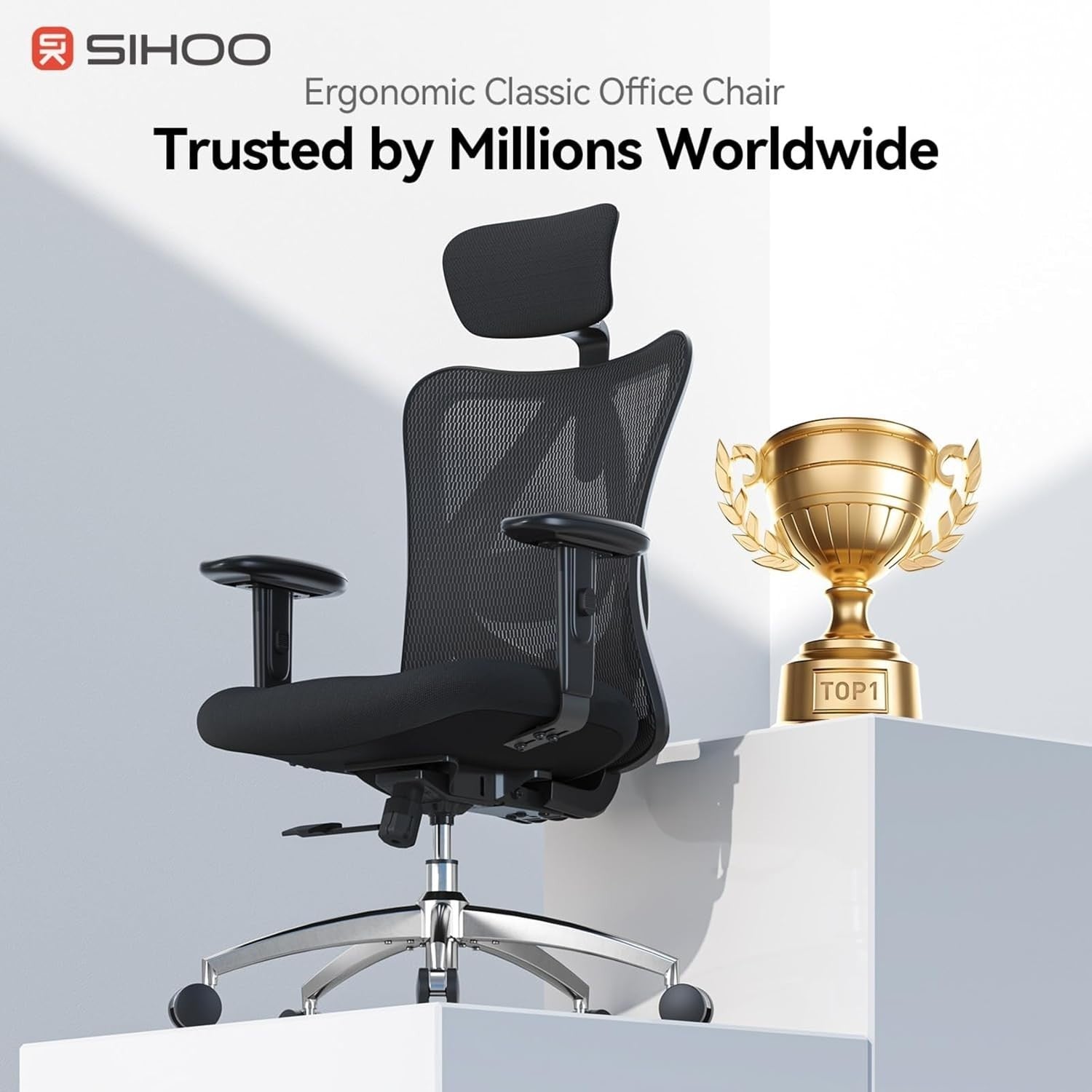 Ergonomic Office Chair Black Mesh High Back Seat Recline Adjustable Armrest Home
