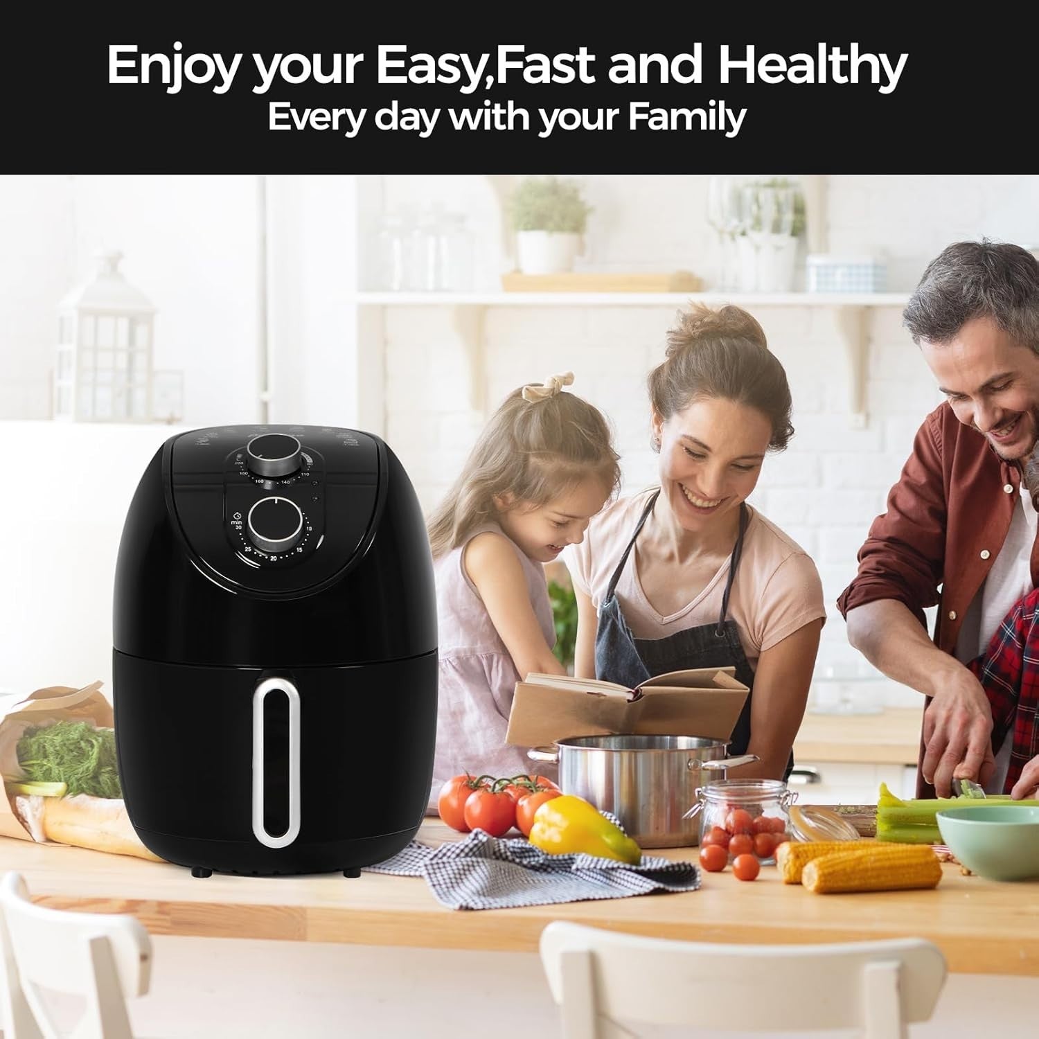 3.5L Digital Air Fryer 1200W 8 Presets LED Timer 200°C Oil Free