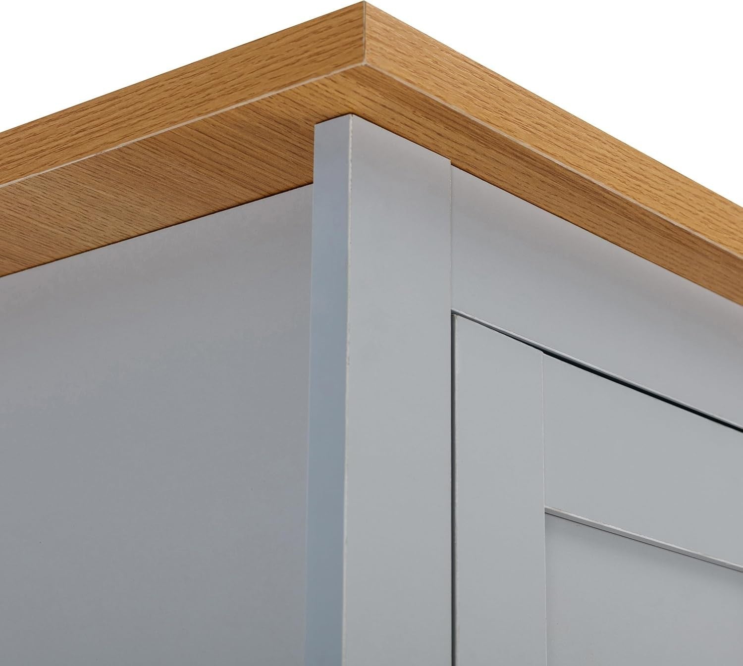 3 Door 2 Drawer Wardrobe Grey Oak Modern MDF Storage With Hanging Rail
