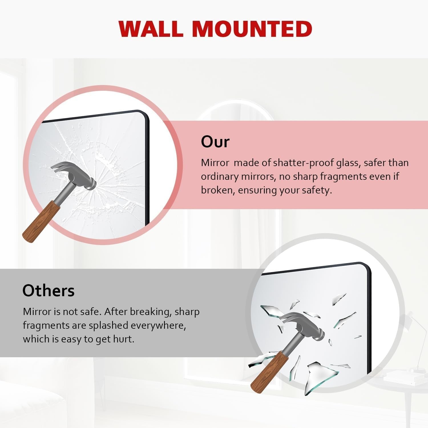 Full Length Floor Mirror 160x60cm with Aluminum Frame – Wall Mount & Leaning