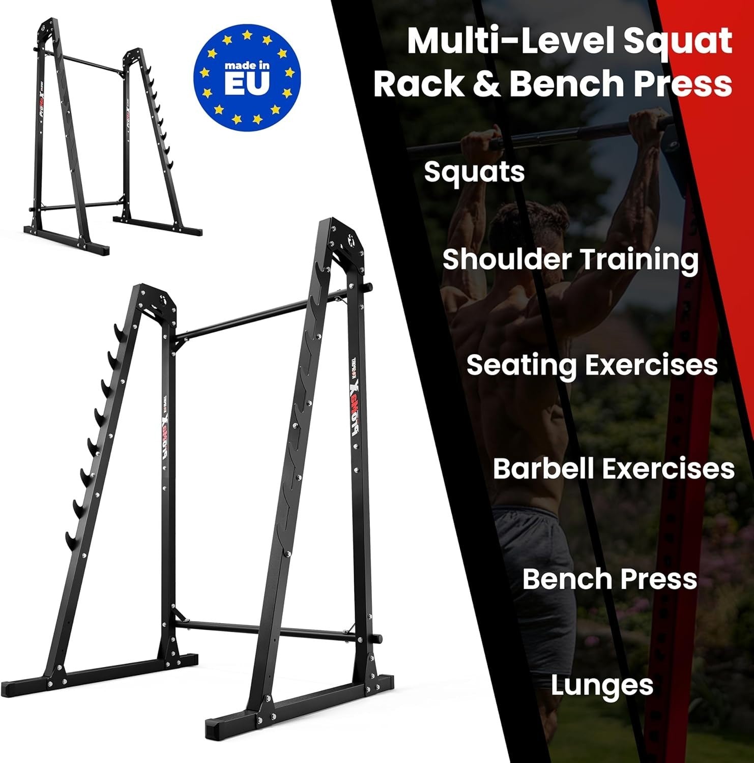 K-Sport Squat Stand & Power Station – Home Gym Barbell Rack 194cm