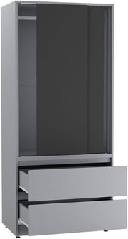 Modern 2-Door Sliding Wardrobe with Drawers, Silent Doors & Adjustable Feet