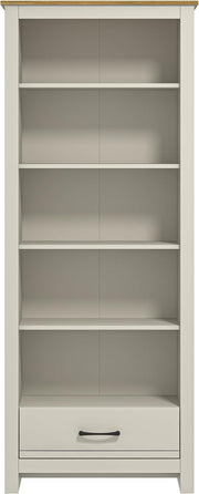 5-Tier Tall Bookcase with Drawer Light Grey Wooden Storage Shelf Unit