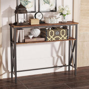 Slim Industrial Console Table with Adjustable Feet & Sturdy Metal Frame for Hall