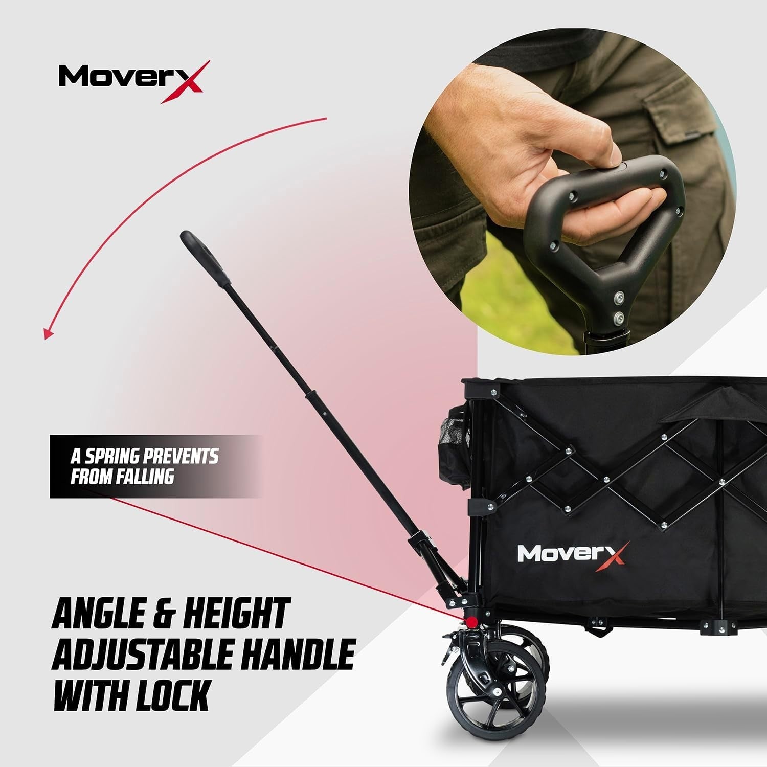 Black 200L Folding Camping Wagon Wide Wheel Festival Trolley Adjustable Handle