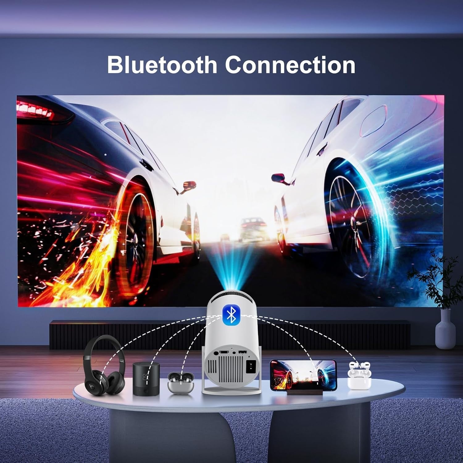 Android Mini Projector 1080P 4K HDR WiFi 6 Bluetooth Portable