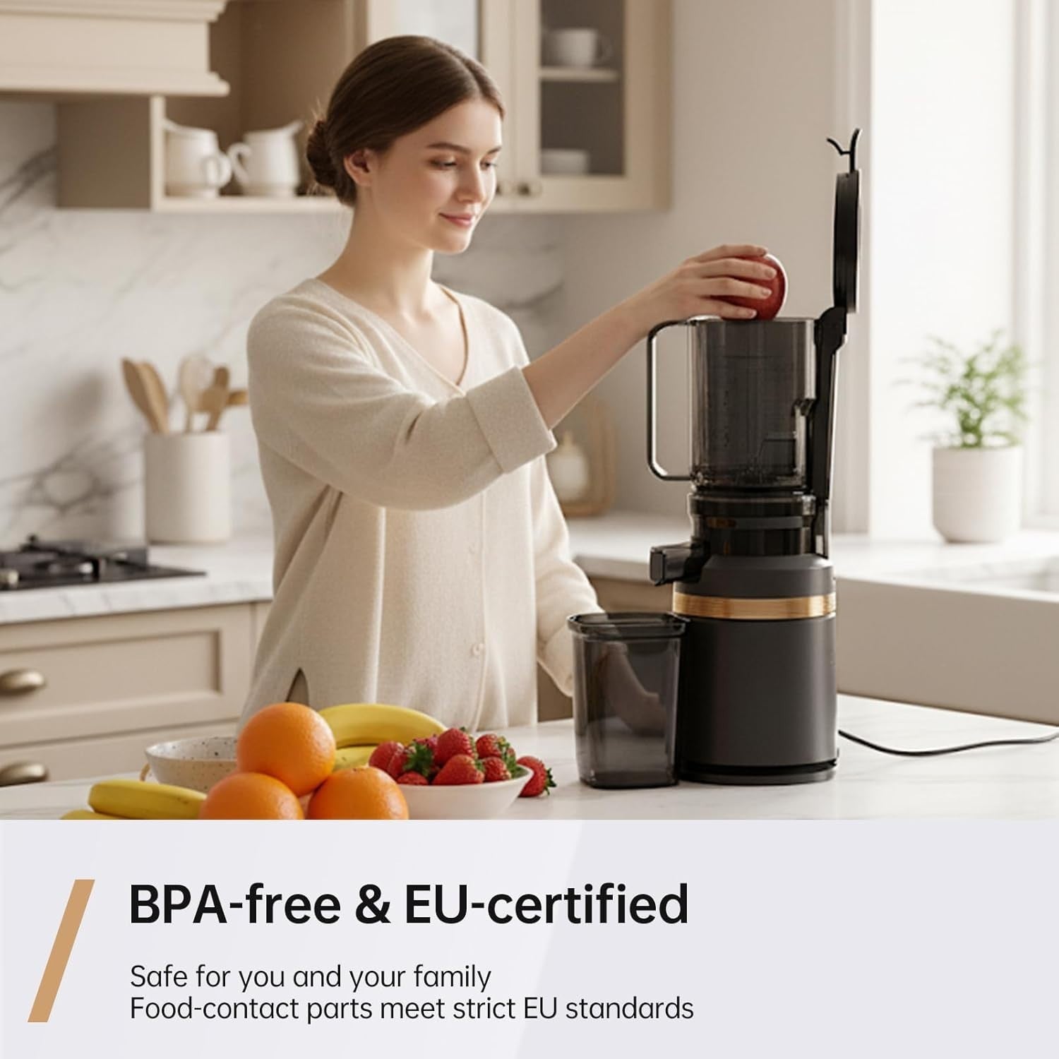 Cold Press Juicer Whole Fruit Slow Masticating 110mm Chute 150W