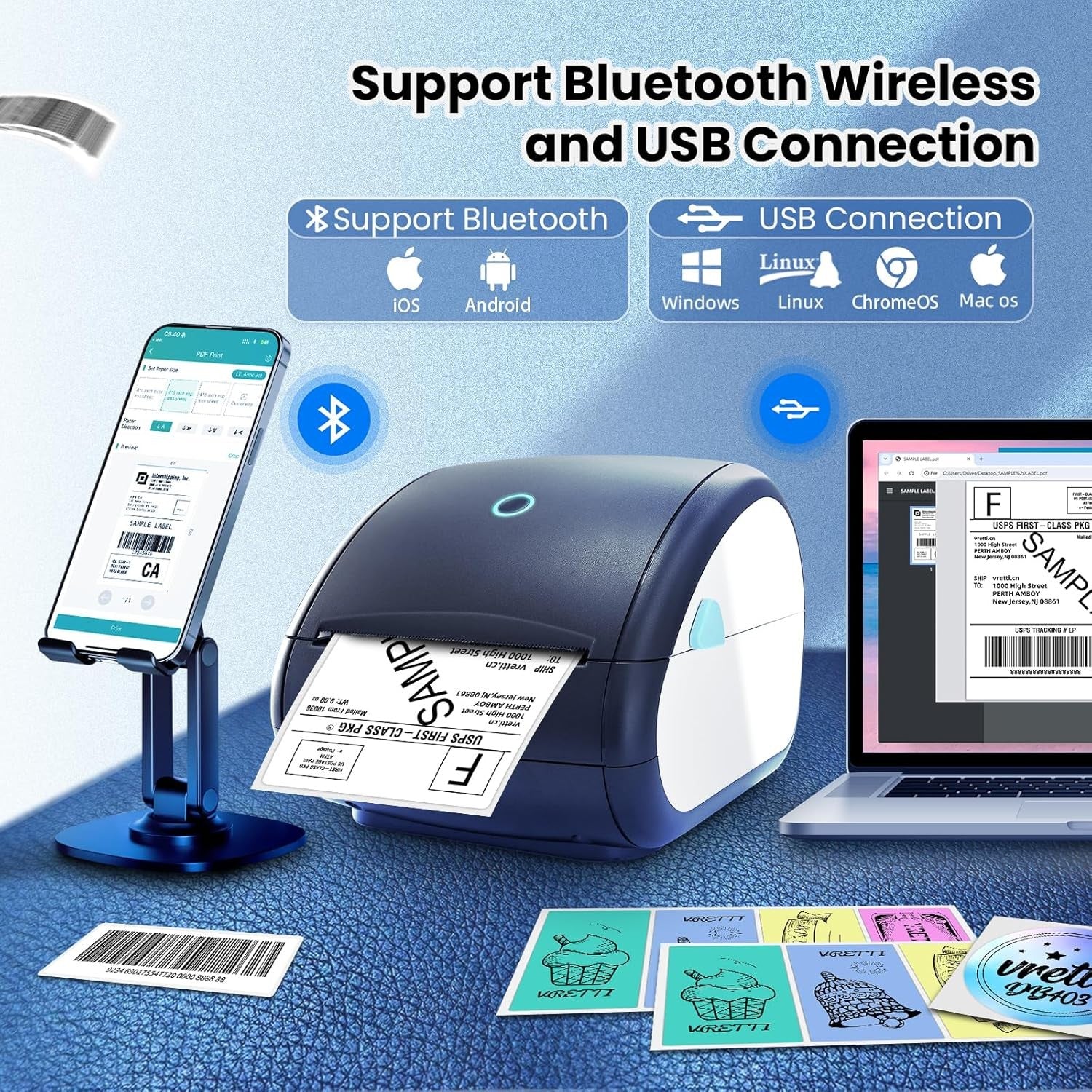 4x6 Bluetooth Thermal Label Printer Shipping Postage