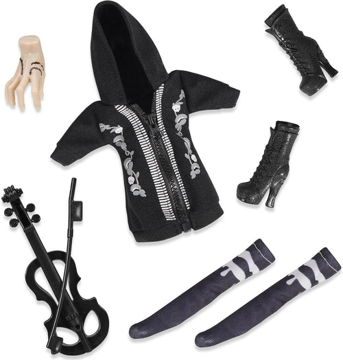 10 Inch Collectible Fashion Doll Black Dress Coat Violin Accessories