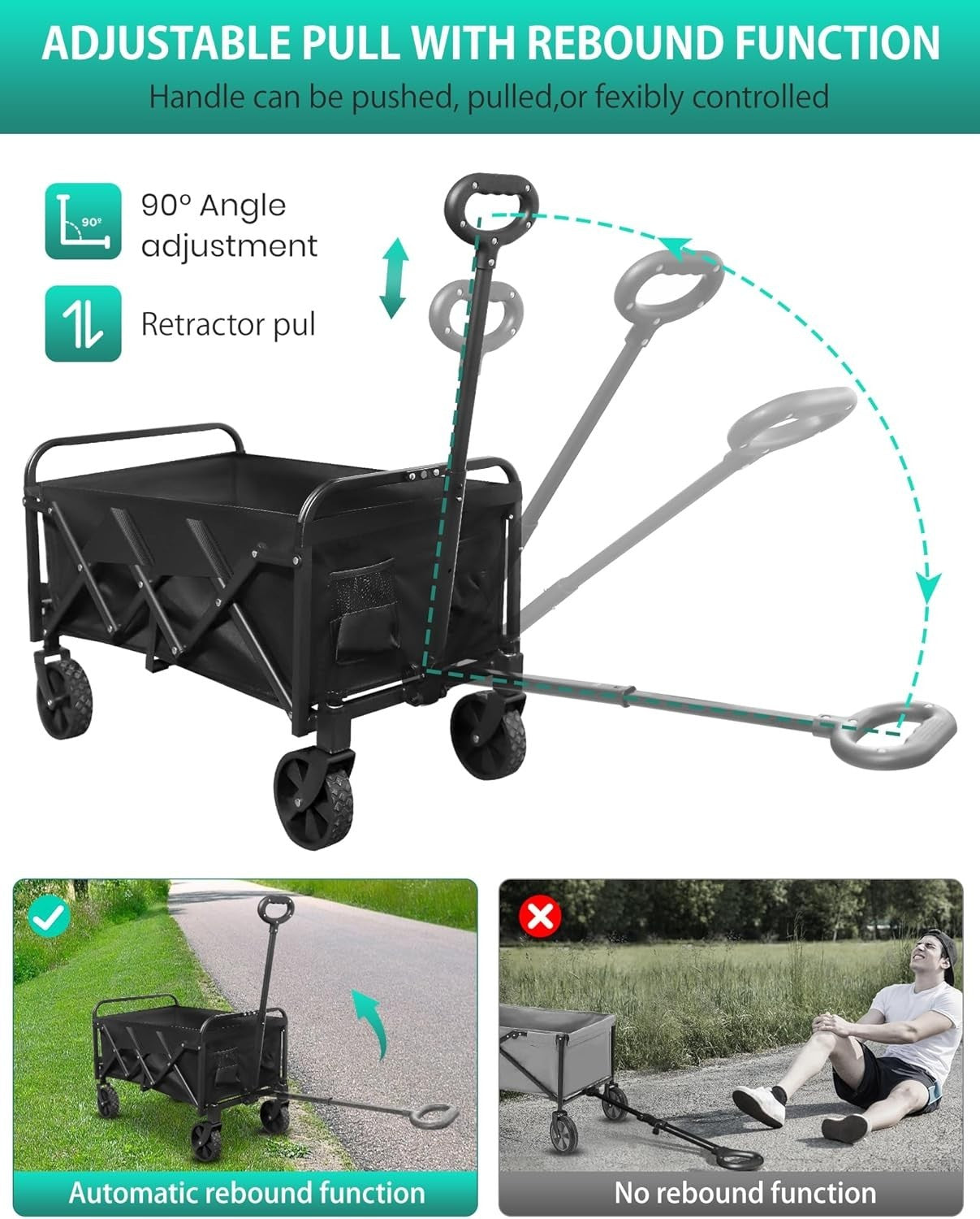 Lightweight Folding Camping Wagon 100kg Compact Festival Garden Trolley Black