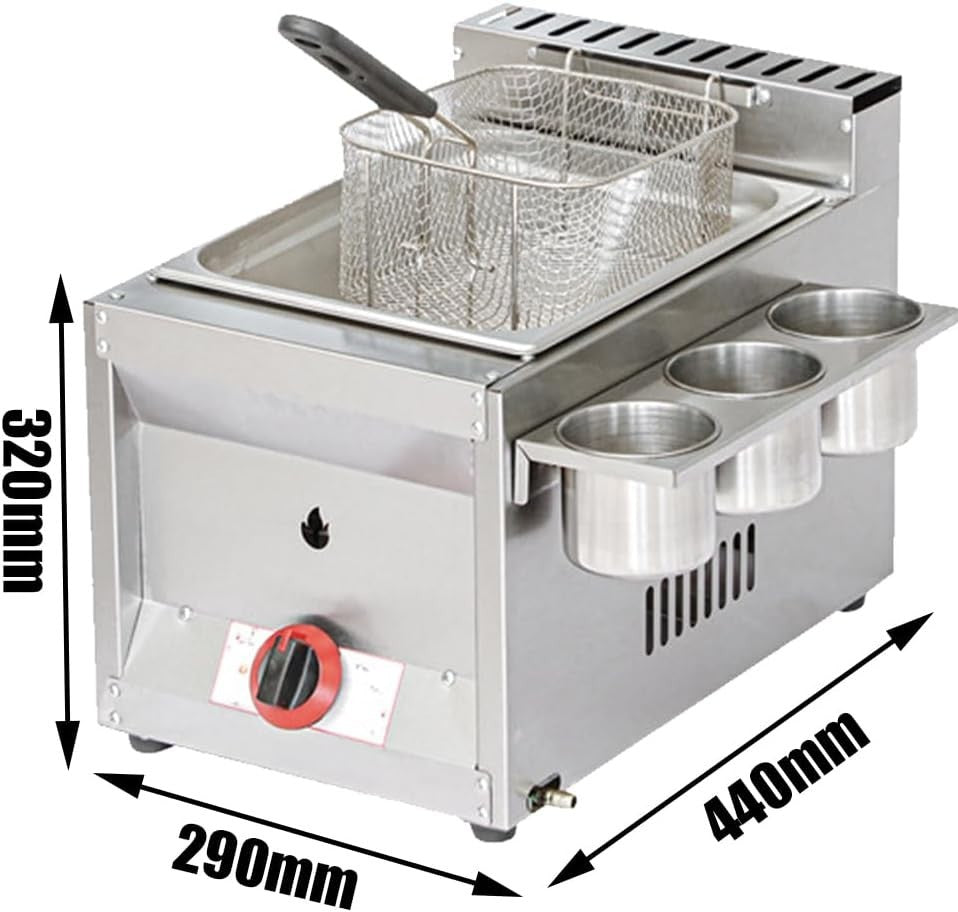 9L Commercial Gas Deep Fat Fryer Single Tank Temp Control Stainless