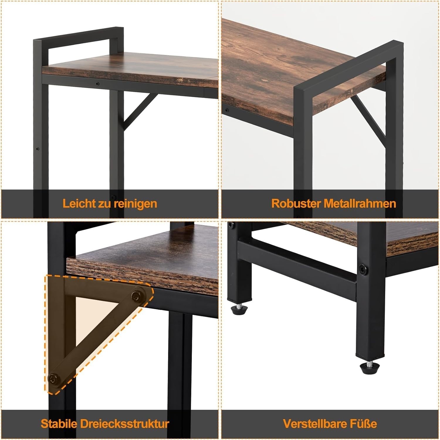 Narrow Console Table for Small Entryway & Hallway, Sturdy Wood + Metal