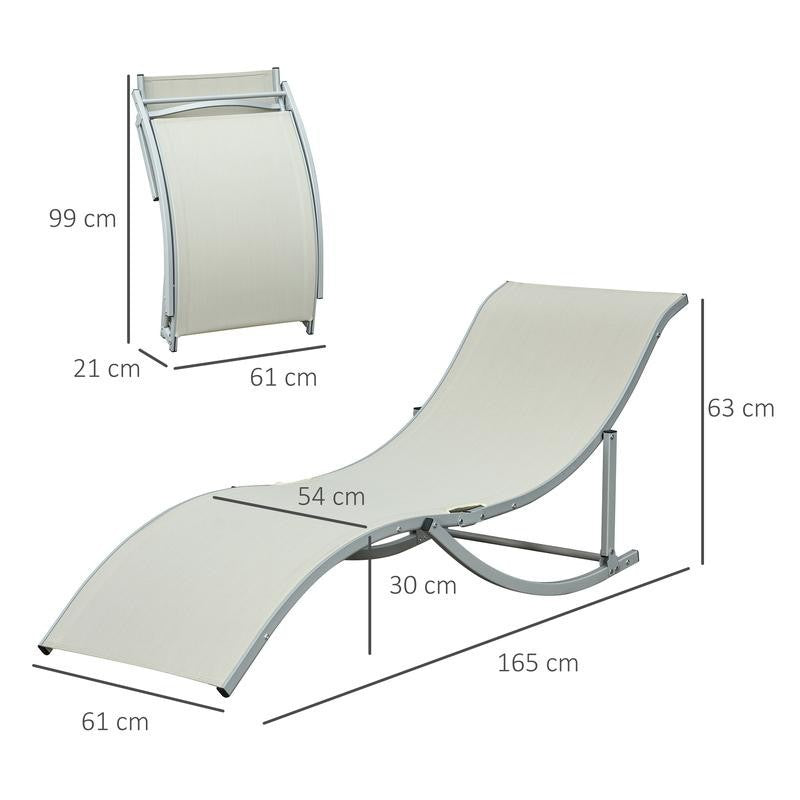 Set of 2 Foldable S-Shape Reclining Sun Lounger Chairs Outdoor Patio Beige