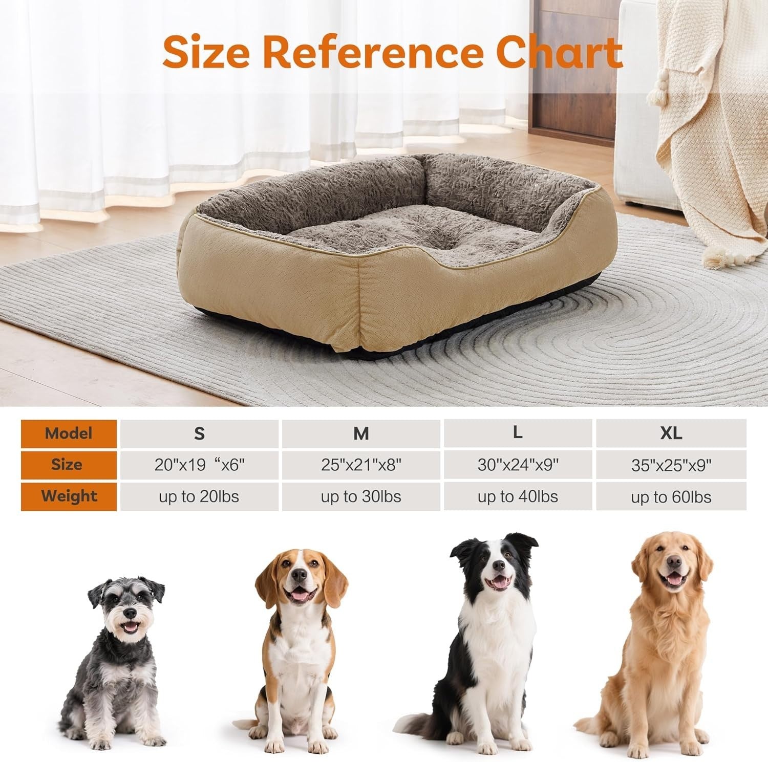 Large Dog Bed Soft Washable Rectangle Pet Bed Anti Slip