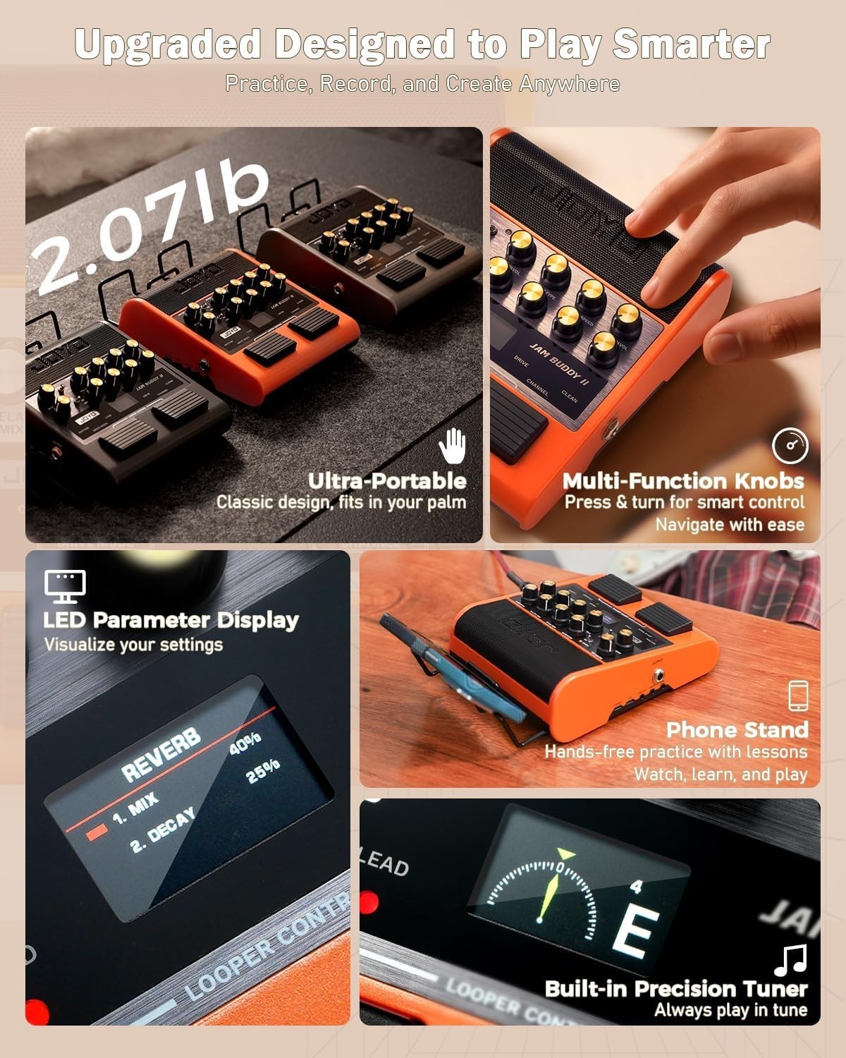 10W Electric Guitar Amp Multi Effects Bluetooth Looper OTG