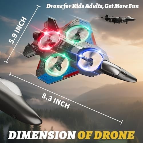 Remote Control Airplane for Kids Adults, Easy Fly RC Plane Jet with LED Lights