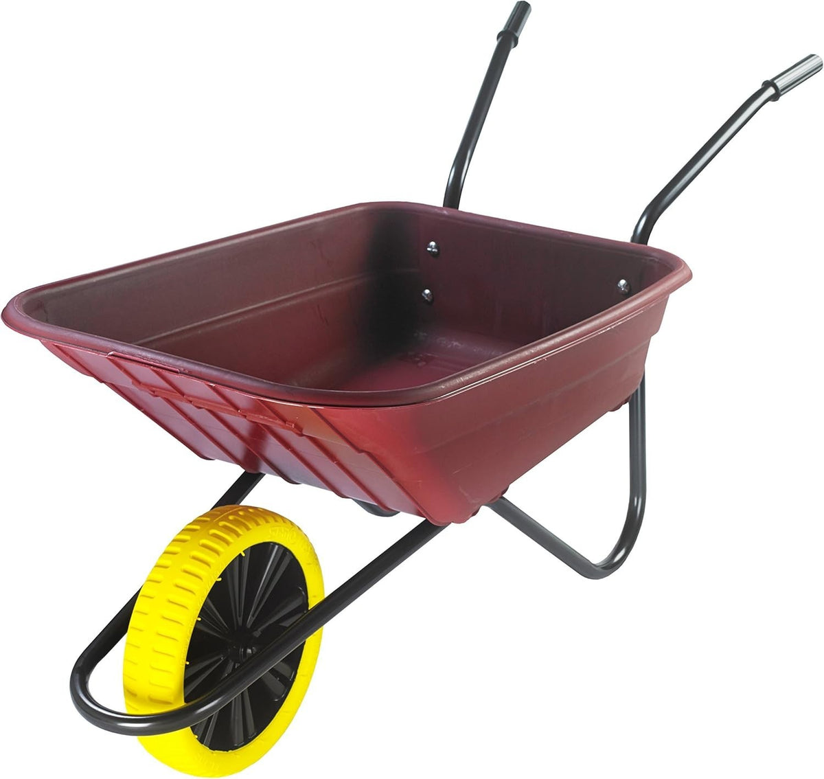90L Garden Wheelbarrow Burgundy - Puncture Proof Tyre w/ PP Plastic Tray 125kg