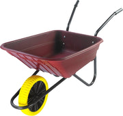 90L Garden Wheelbarrow Burgundy - Puncture Proof Tyre w/ PP Plastic Tray 125kg