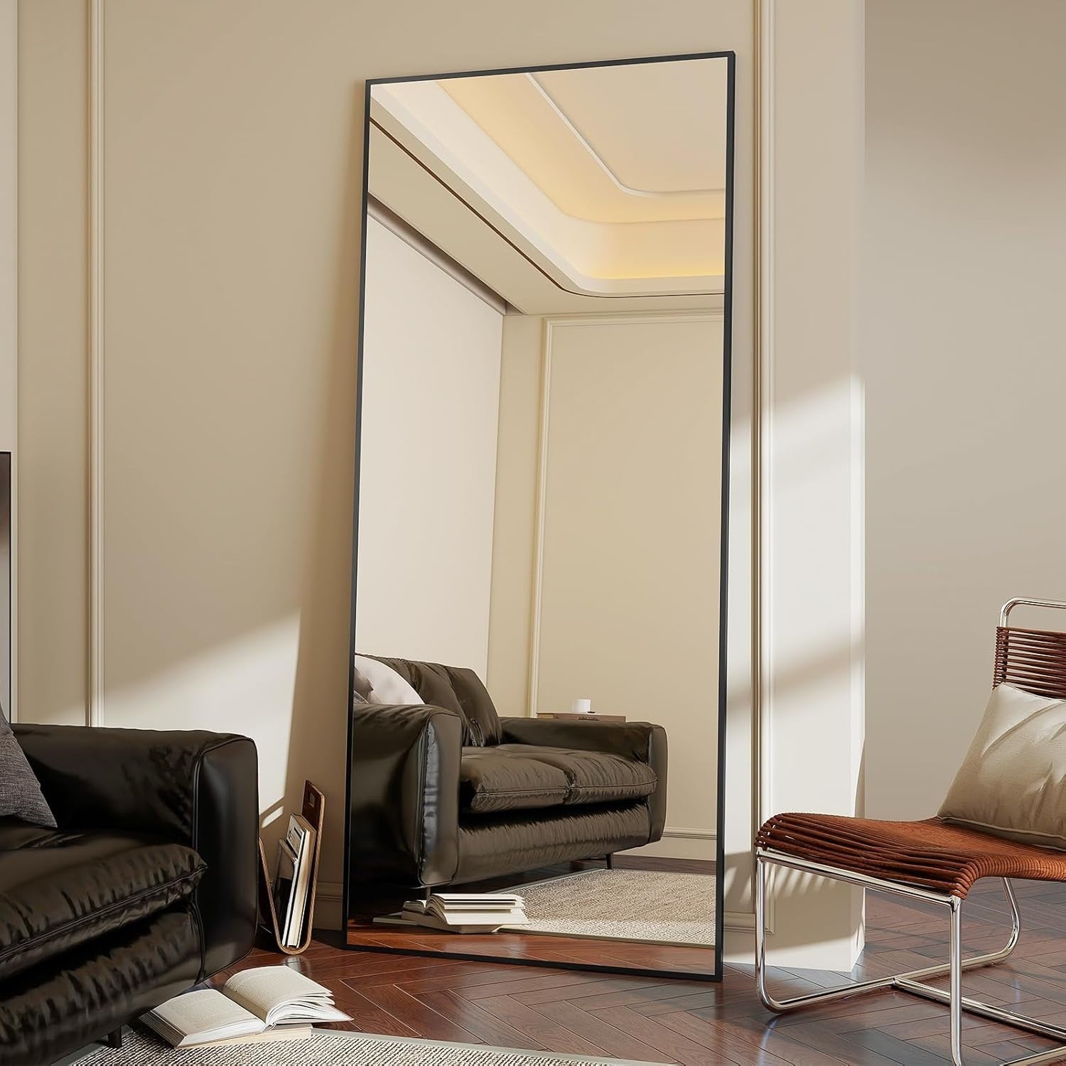 Full Length Floor Mirror 76x171cm Standing Hanging Leaning Modern Black