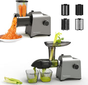 Cold Press Juicer 2 in 1 Veg Slicer Quiet 250W High Yield Easy Clean