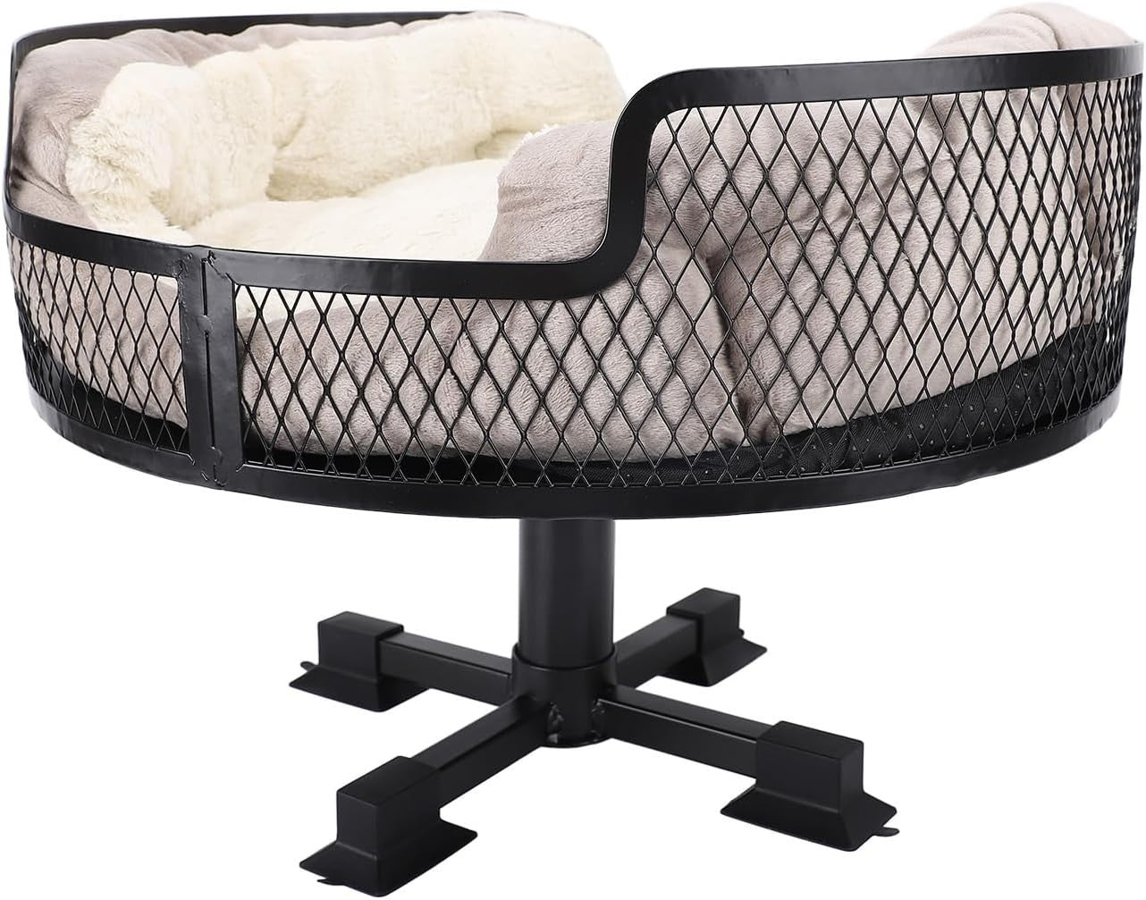 Stainless Steel Cat Desk Bed Elevated Pet Perch w/ Comfort Mat
