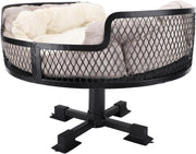 Stainless Steel Cat Desk Bed Elevated Pet Perch w/ Comfort Mat