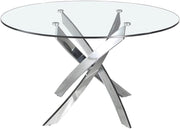 Round Glass Dining Table 100cm Silver Metal Legs Modern Kitchen Table