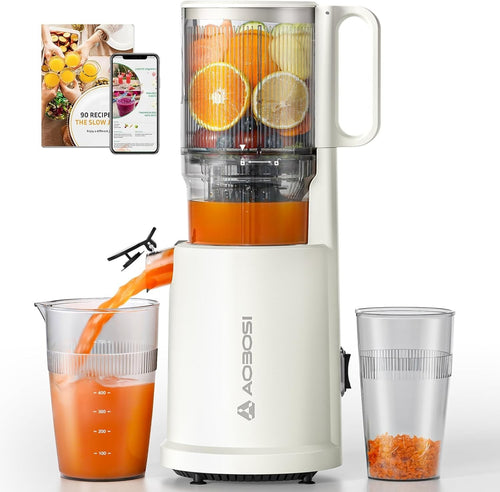 Cold Press Juicer 135mm Wide Chute Whole Fruit Slow 200W High Yield White