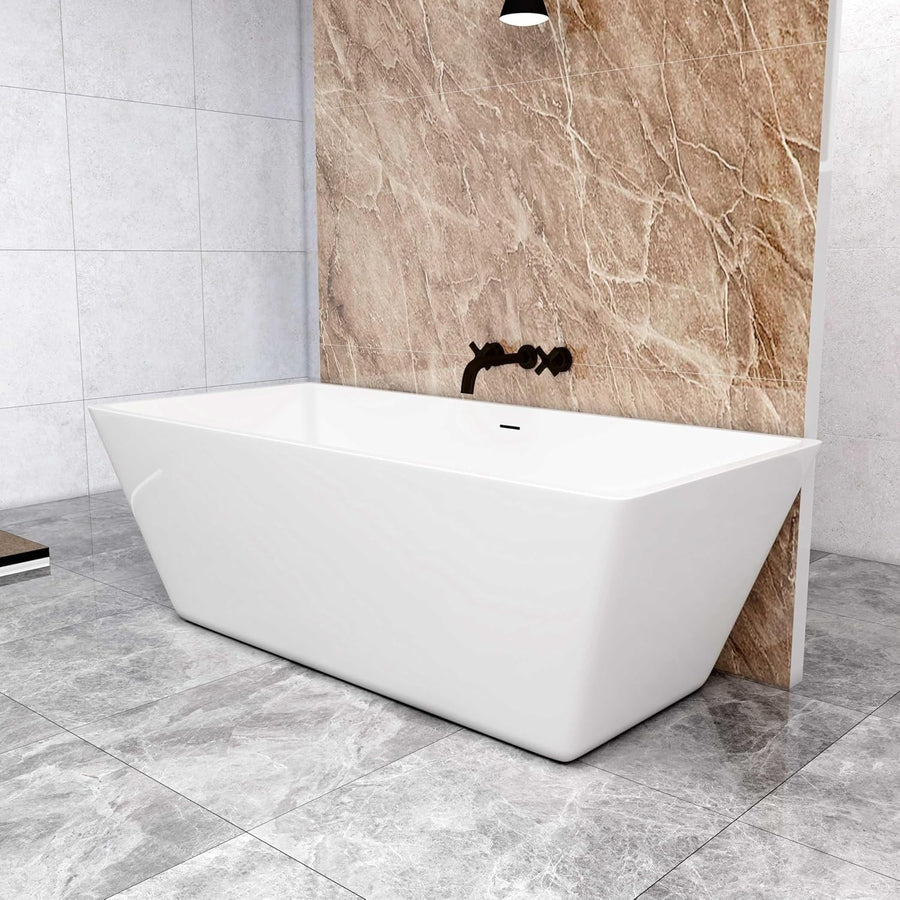 Luxury 1700x800mm Freestanding Double Ended Bathtub Gloss White Acrylic