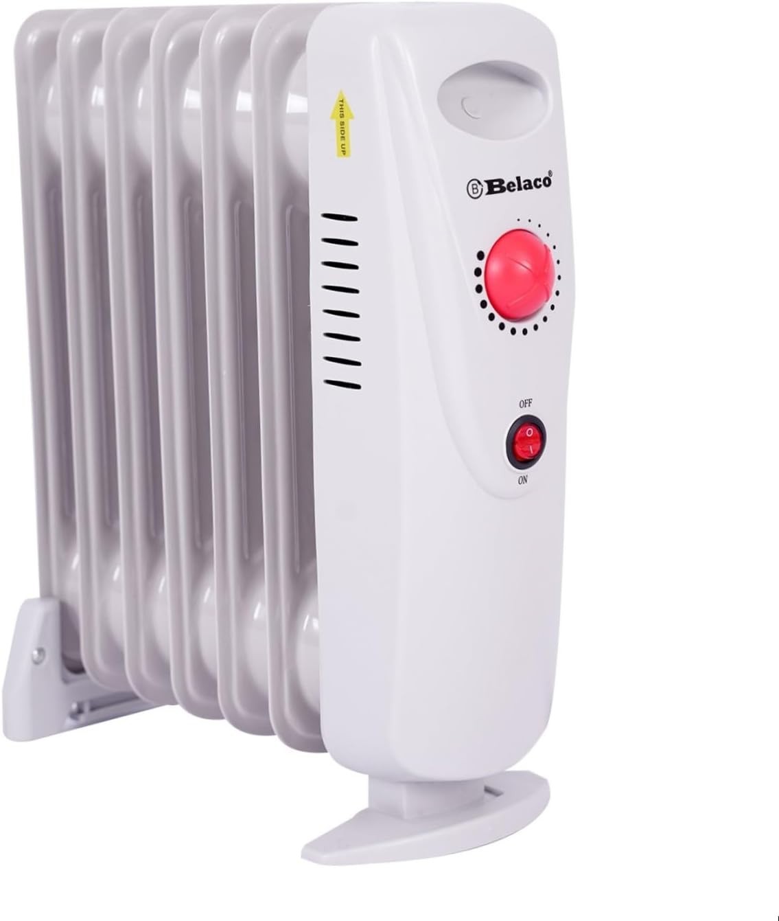 800W Mini Oil Filled Radiator 7 Fin Portable Electric Heater White