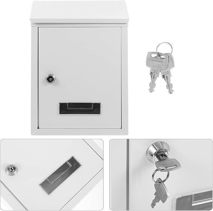 Lockable Vintage Wall Mount Mailbox – Rainproof Iron Post Box for Home & Garden