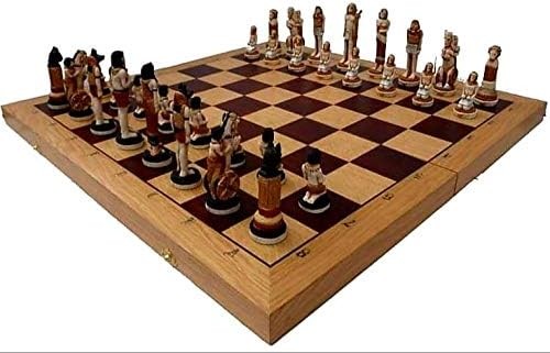 Luxury 60cm Medieval England Chess Set | Stone Figures & Inlaid Board | Handcraf