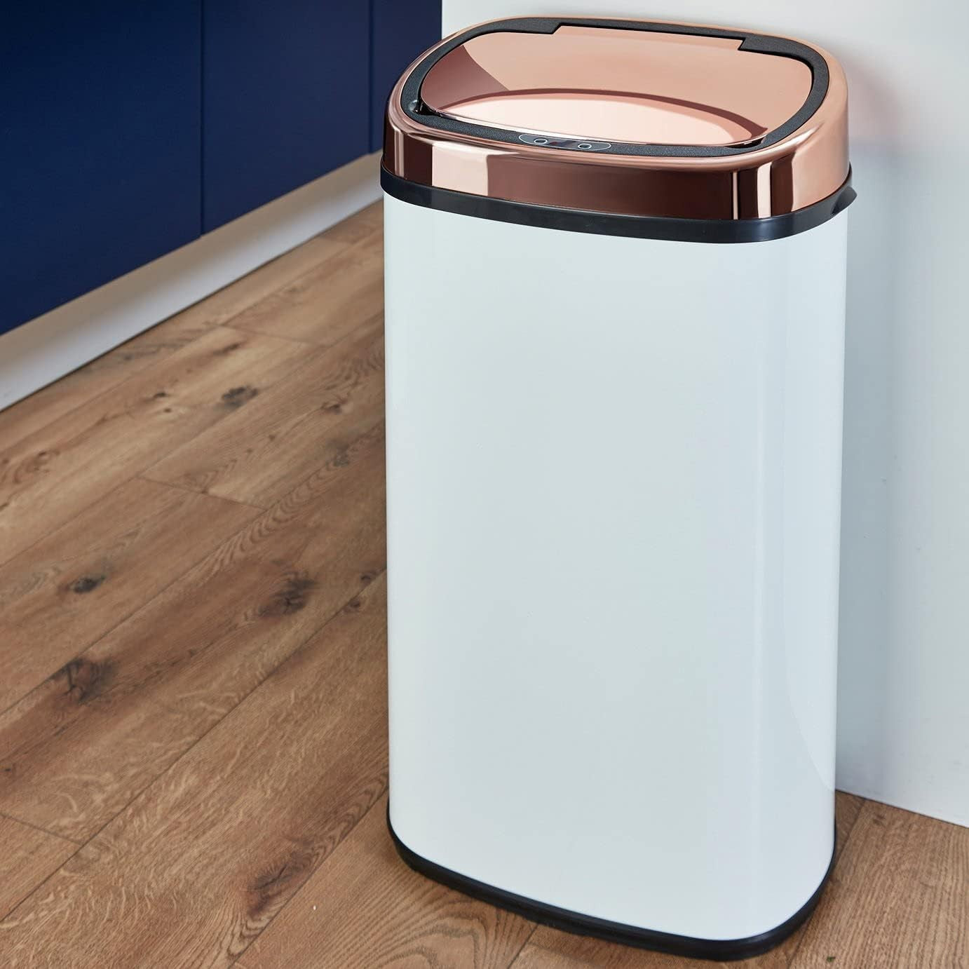 58L Sensor Kitchen Bin Automatic Soft Close White Rose Gold