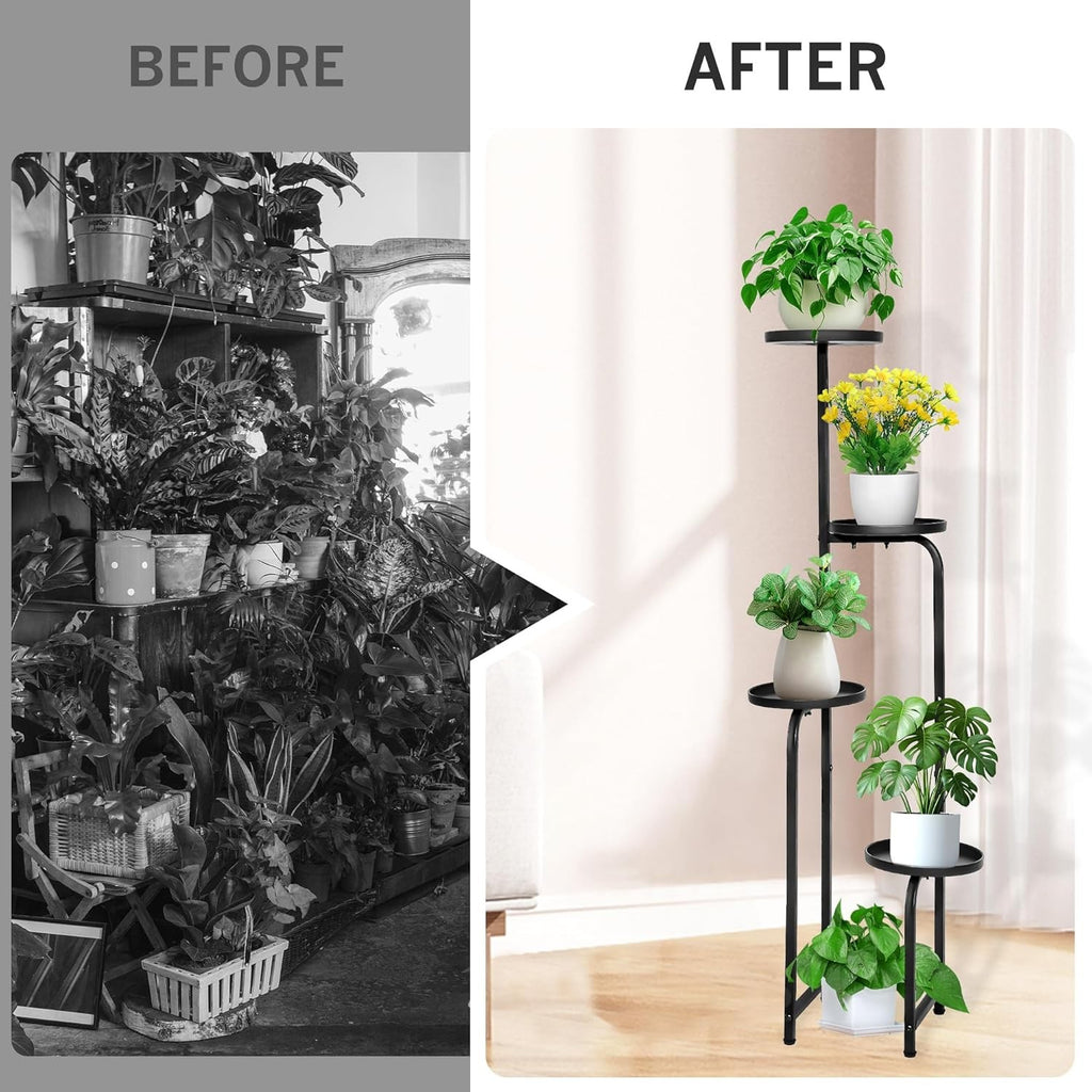 4 Tier Metal Plant Stand Indoor Outdoor Corner Flower Shelf Rack