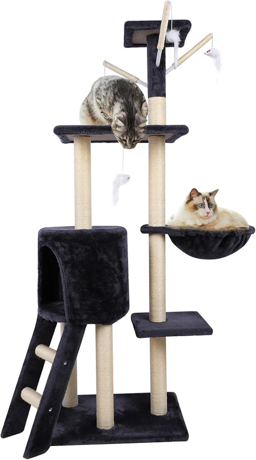 Cat Tree Tower 138cm Multi Level Condo Hammock Scratching Post Indoor Cats
