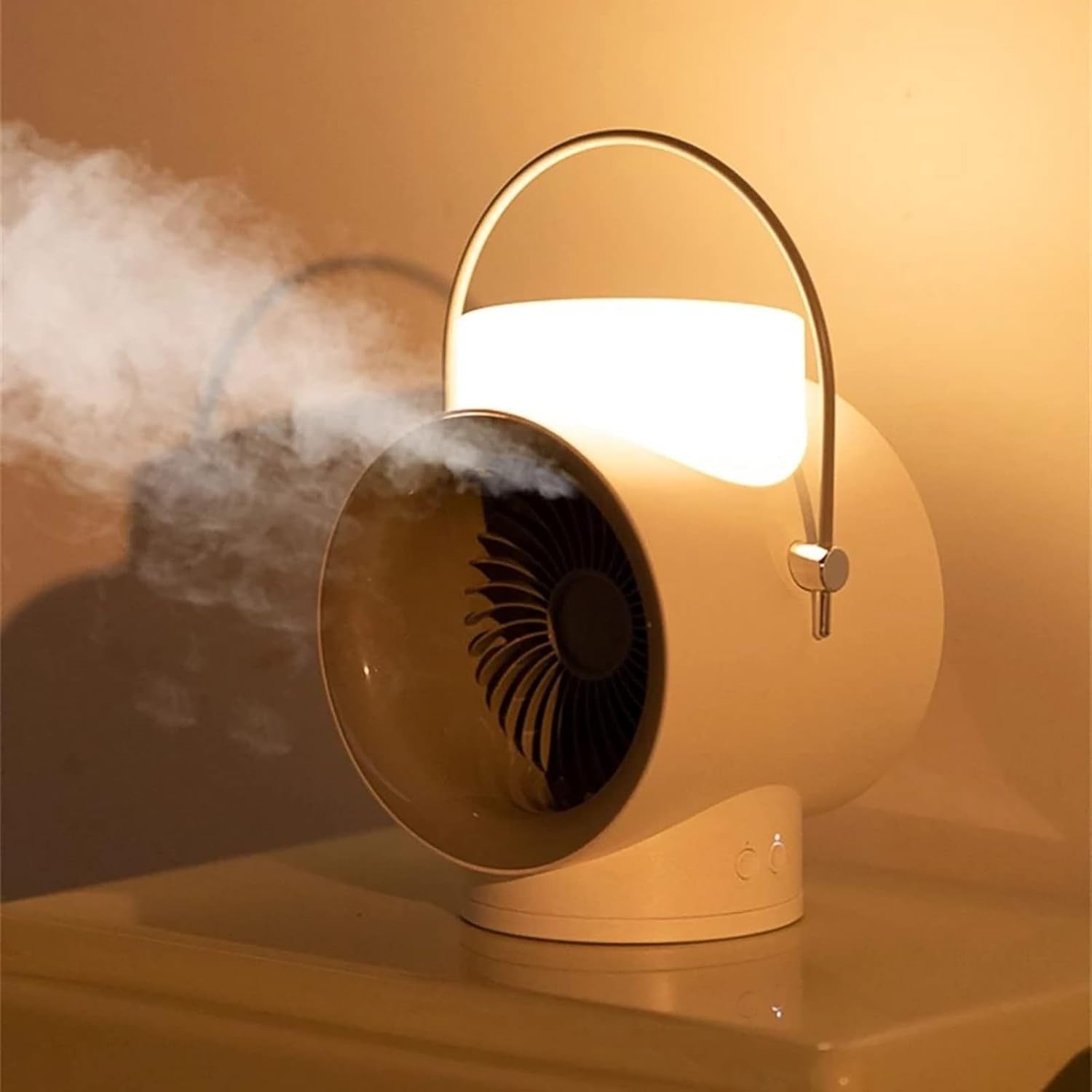 Black Double Humidifier USB Desk Fan – 3 Speeds, 4000mAh, 350ml Water Cooling
