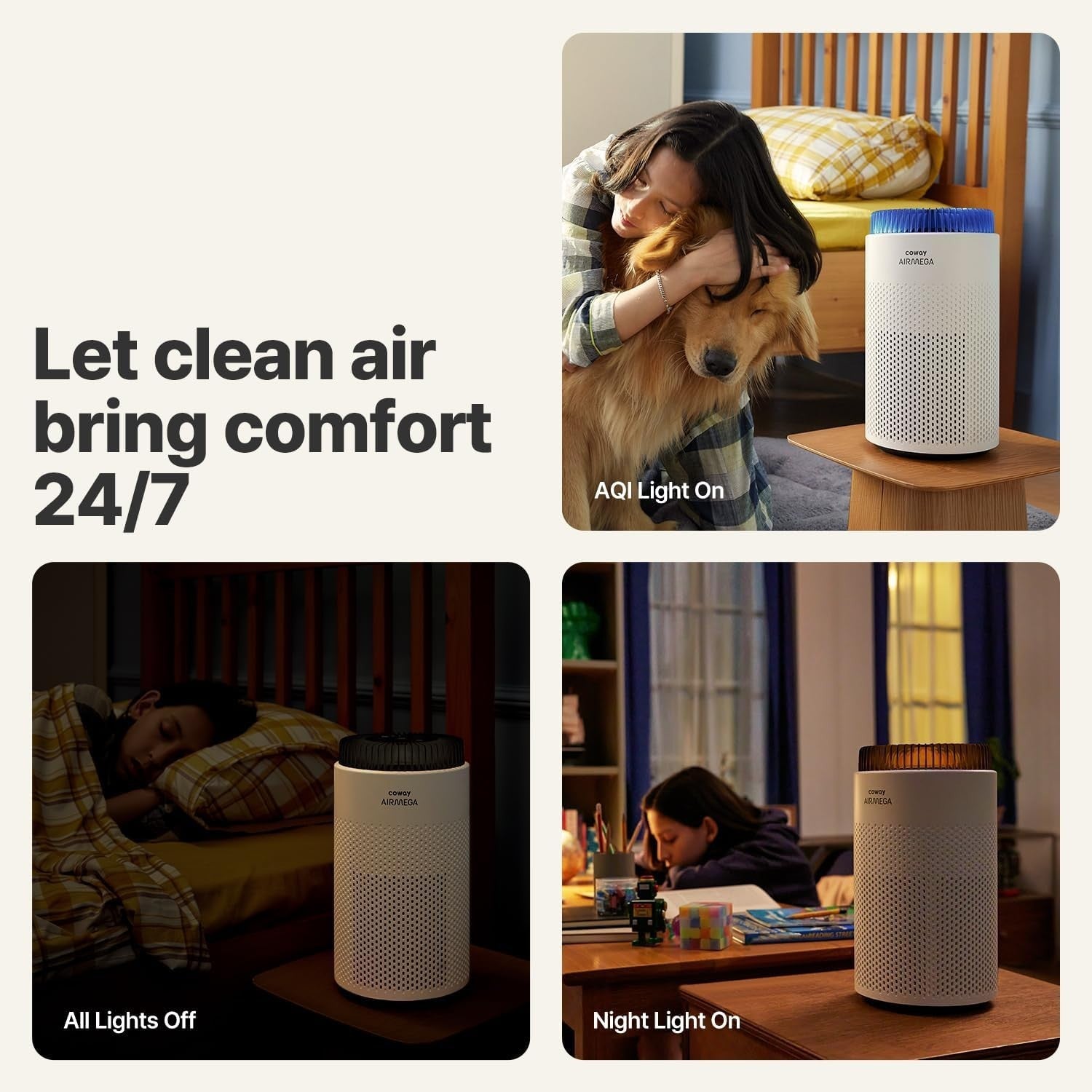 Ultra Quiet HEPA Air Purifier Small Room Auto Mode 18.4dB Allergy
