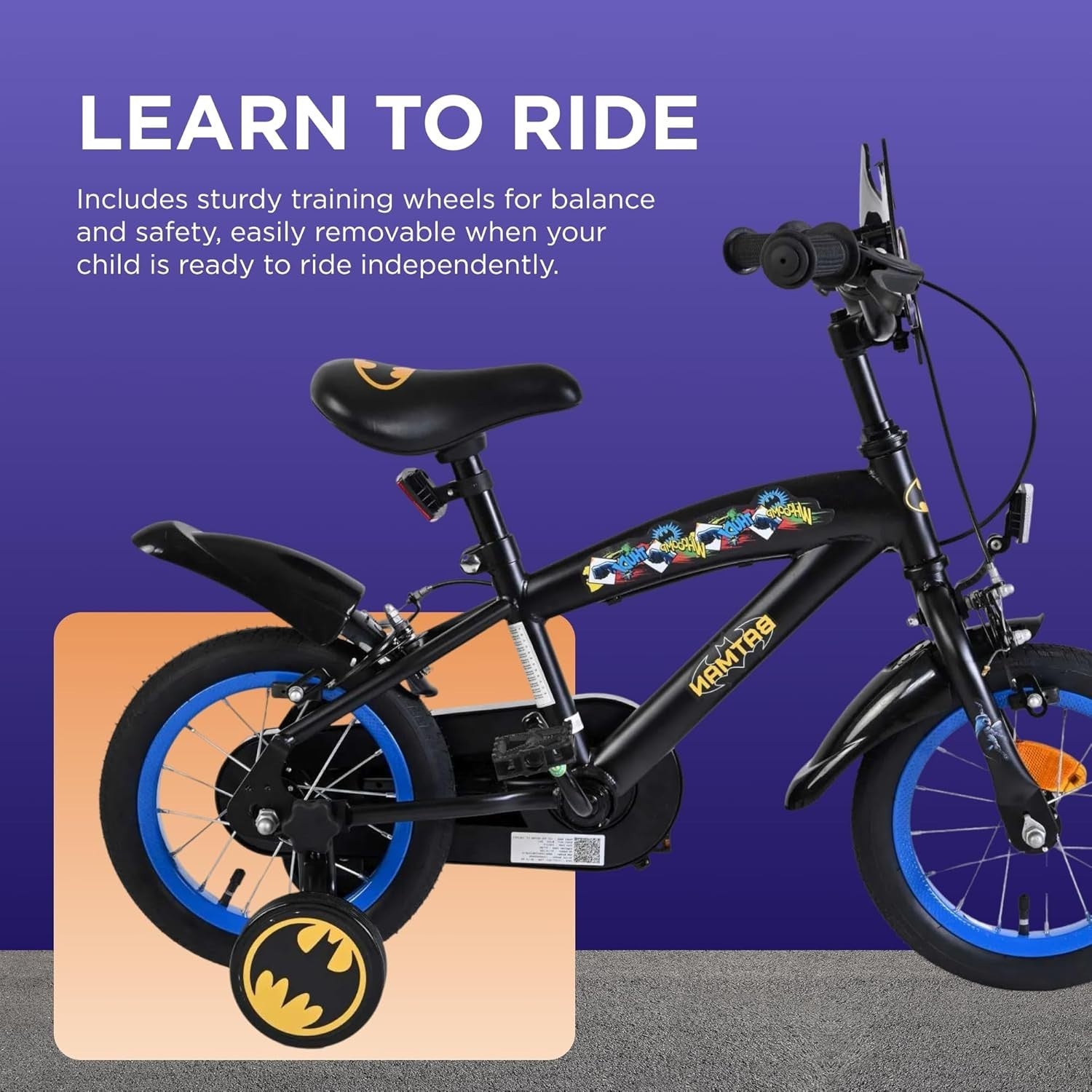 12 Inch Kids Bicycle Training Wheels Dual Hand Brakes Age 3-4 Years