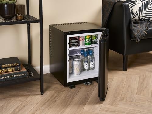 20L Lockable Minibar | Frost-Free, Adjustable Shelves, LED Light Black