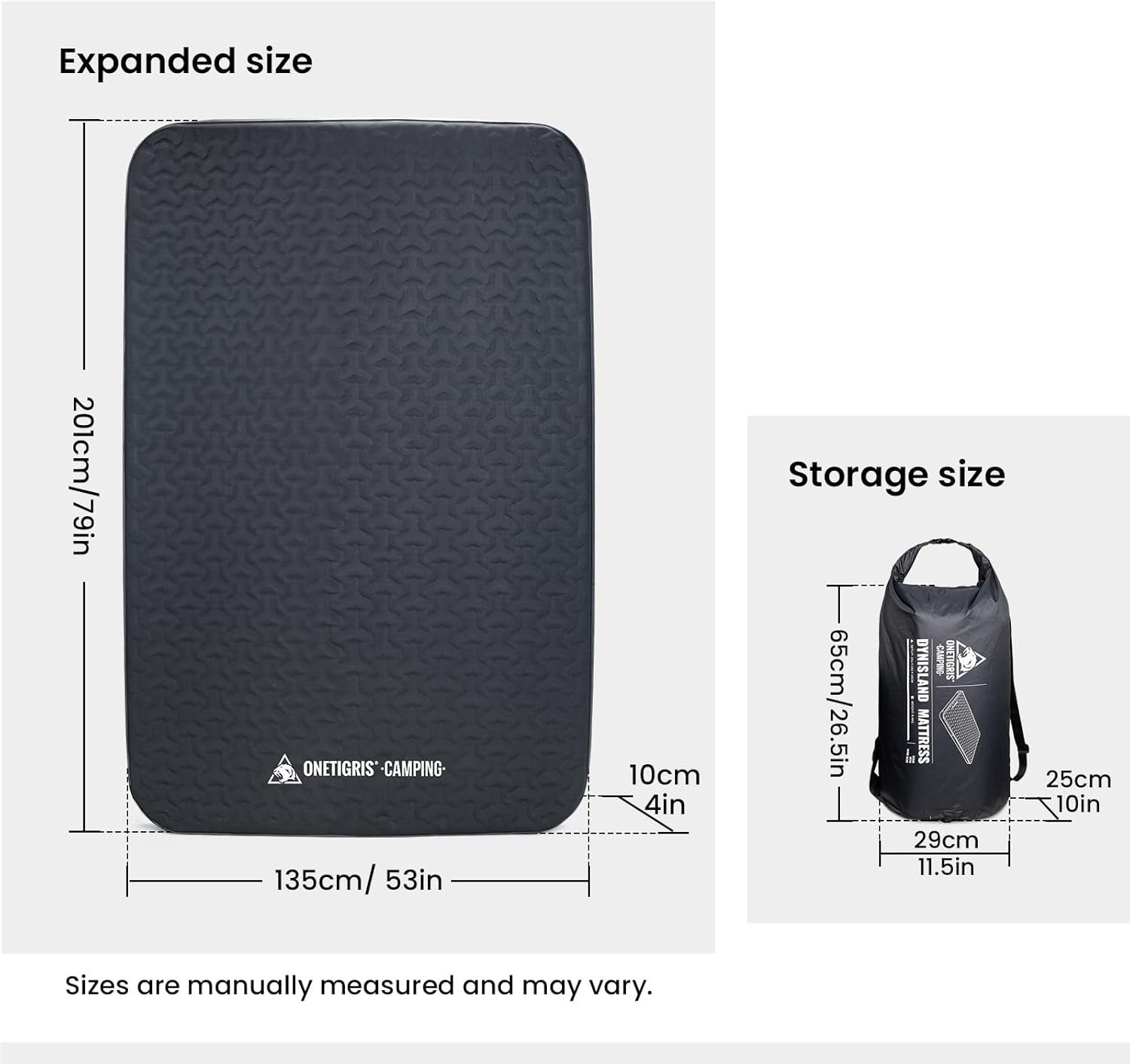 4" Self-Inflating Double Camping Mattress Foam Air Bed Waterproof Comfort