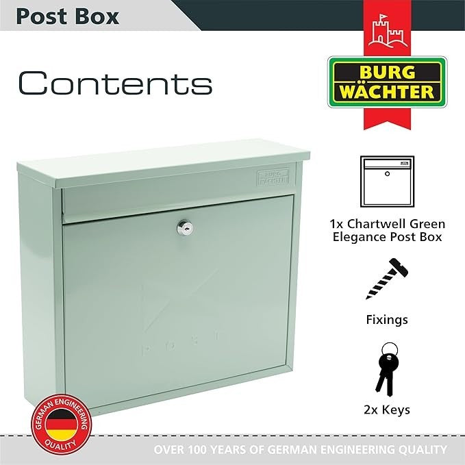 Lockable Wall Mounted Post Box Weatherproof Steel Mailbox Secure & Stylish