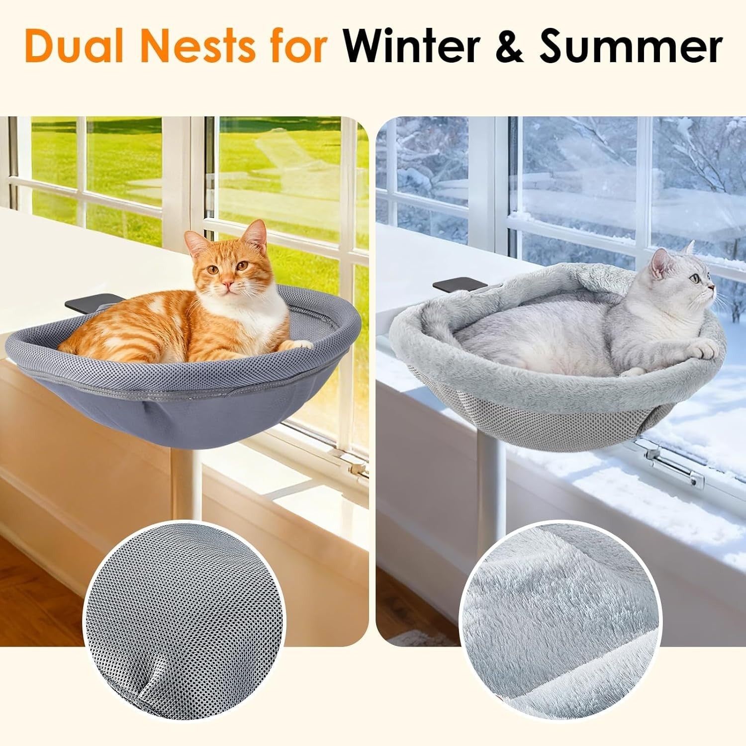 Adjustable Cat Desk Bed Faux Fur Clamp On Kitty Hammock Light Gray