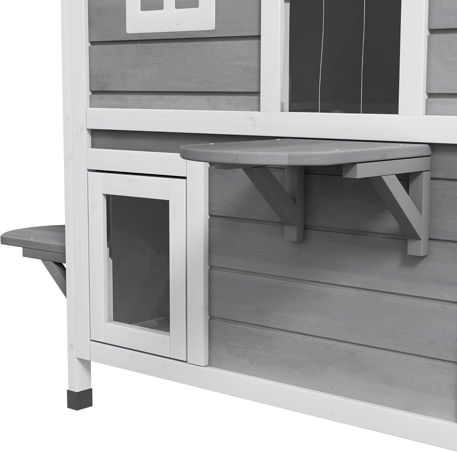 Large Outdoor Wooden Cat House Two-Story Shelter 91x78x55.5cm Durable