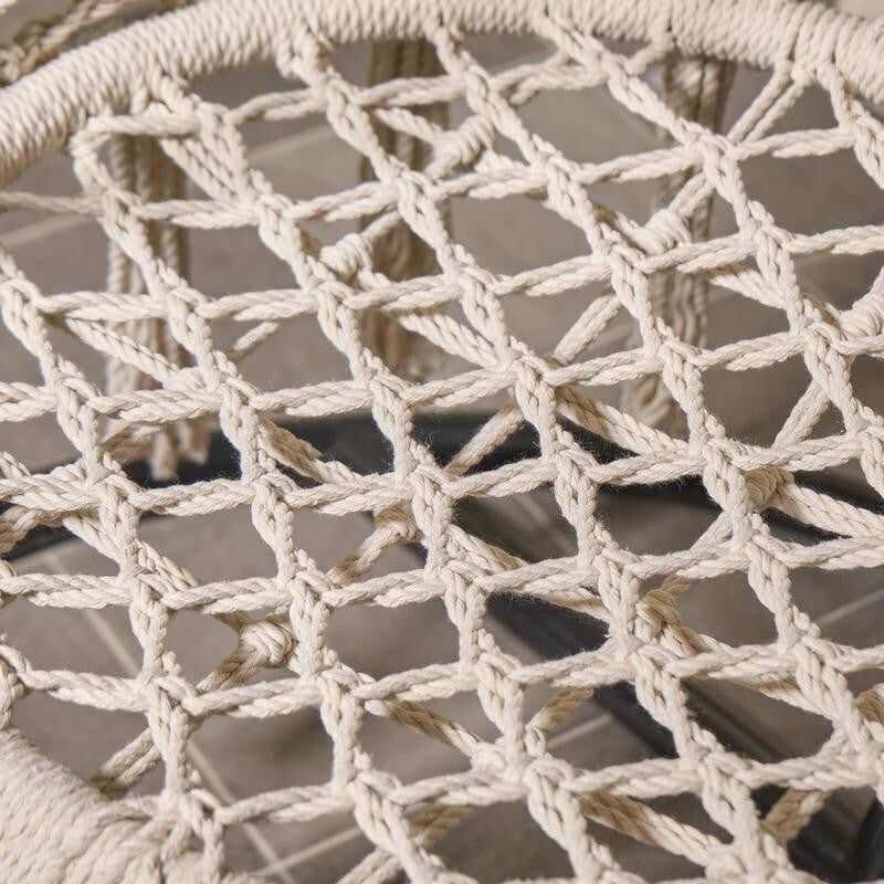 Cream Hanging Egg Chair Hammock Swing Indoor Outdoor Macrame Garden Seat
