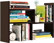 Adjustable Wooden Desktop Bookshelf Organizer – Durable Waterproof Space Saver